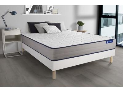 ACTISOM Ensemble matelas Latex et Memoire de forme ACTILATEX FORM 5 zones de confort sommier KIT blanc