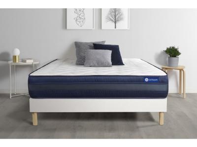 ACTISOM Ensemble matelas Memoire de forme Maxi epaisseur 5zones de confort sommier KIT blanc