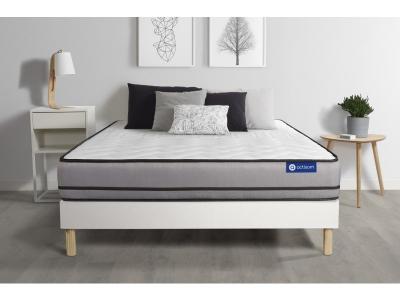 ACTISOM Ensemble matelas ACTILATEX 90x190cm 2 faces &agrave; MEMOIRE DE FORME + LATEX 3zones de confort + sommier KIT blanc