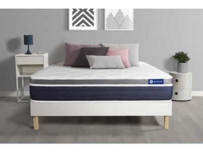 ACTISOM Ensemble ACTIMEMO CONFORT Matelas memoire de forme Maxi epaisseur 7zones de confort sommier KIT blanc