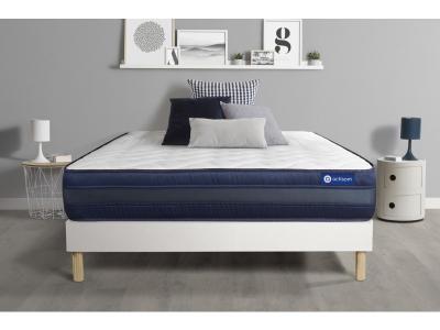 ACTISOM Ensemble matelas ACTIMEMO TECH Memoire de forme Maxi epaisseur 5 zones de confort sommier KIT blanc