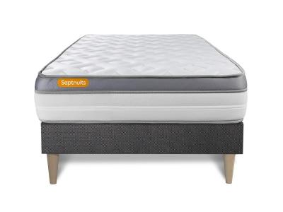 SEPTNUITS Matelas sommier kit gris Memo Zen Mousse a memoire de forme MAXI epaisseur
