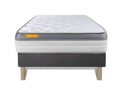 SEPTNUITS Ensemble sommier matelas 90x190 Memo zen M&eacute;moire de forme - 26 cm - Ferme - sommier gris 