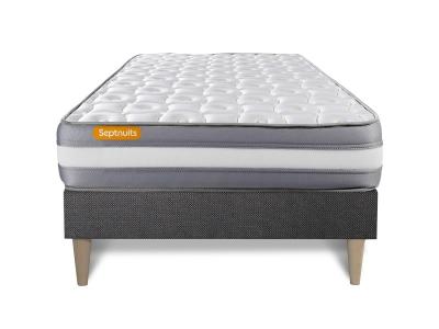 SEPTNUITS Matelas + sommier kit gris 90x190 Memo Plus M&eacute;moire de forme