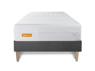 SEPTNUITS  - Ensemble matelas et sommier Memo Bio gris fonc&eacute; - 90x190 cm