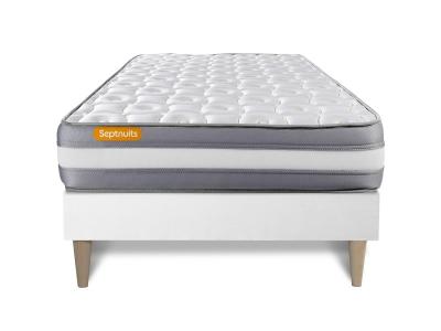 SEPTNUITS Matelas + sommier kit blanc 90x190 Memo Plus M&eacute;moire de forme