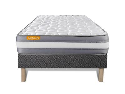 SEPTNUITS Matelas + sommier gris 90x190 Memo Plus M&eacute;moire de forme 3 zones