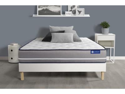 ACTISOM Ensemble matelas Ressorts ensaches ACTIFLEX PUR 3 zones de confort sommier KIT blanc