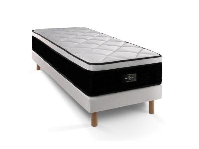 PRESTIGE LITERIE Ensemble matelas sommier Suite 90 x 190 cm - Couleur : Blanc - Blanc