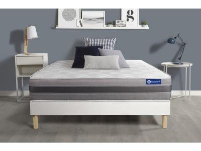 ACTISOM Ensemble Matelas Actiflex Relax Ressorts Ensach&eacute;s + M&eacute;moire De Forme 90x190 Maxi &Eacute;paisseur 5zones Confort + Sommier