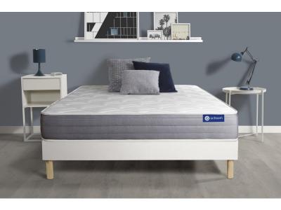 ACTISOM Ensemble matelas ACTIFLEX DREAM Ressorts ensaches et memoire de forme 5 zones de confort sommier KIT blanc