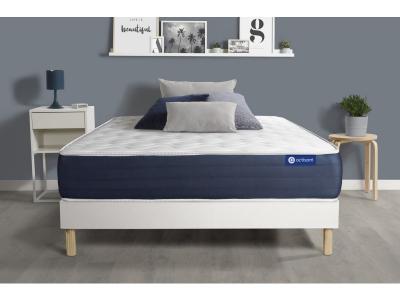 ACTISOM Ensemble matelas Ressorts ensaches et Memoire de forme ACTIFLEX SLEEP 5 zones de confort sommier KIT blanc