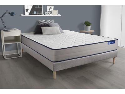 ACTISOM Ensemble matelas Ressorts ensaches et Memoire de forme ACTIFLEX FORM 5zones de confort sommier KIT gris
