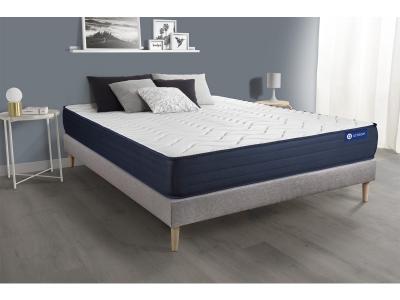ACTISOM Ensemble matelas ACTIFLEX LIFE Ressorts ensaches et Memoire de forme 5 zones de confort avec sommier KIT gris