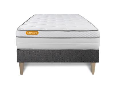 SEPTNUITS Matelas sommier kit gris Memo Luxe Ressorts ensaches memoire de forme MAXI epaisseur