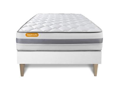 SEPTNUITS Matelas + sommier kit blanc 90x190 memo spring ressorts ensach&eacute;s maxi &eacute;paisseur