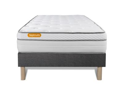 SEPTNUITS Ensemble matelas sommier Memo luxe 90 x 190 cm - Couleur : Gris - Gris
