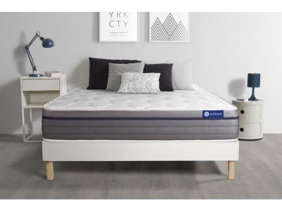 ACTISOM Ensemble matelas Latex Memoire de forme ACTILATEX ZEN Maxi epaisseur 7 zones de confort sommier KIT blanc