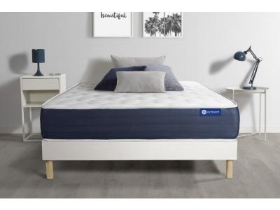 ACTISOM Ensemble matelas Latex et Memoire de forme ACTILATEX SLEEP 5 zones de confort et sommier KIT blanc