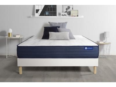 ACTISOM Ensemble matelas ACTILATEX LIFE Latex et Memoire de forme 5zones de confort et sommier KIT blanc