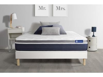 ACTISOM Ensemble Matelas Latex memoire de forme Maxi epaisseur 7 zones de confort sommier KIT blanc