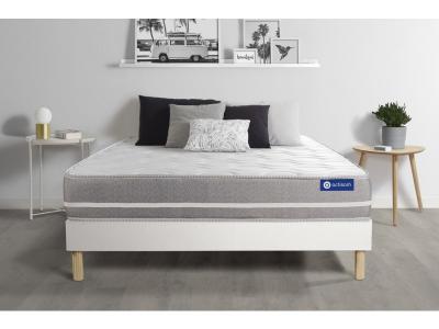 ACTISOM Ensemble matelas Latex memoire de forme ACTILATEX TOUCH 3 zones de confort sommier KIT blanc