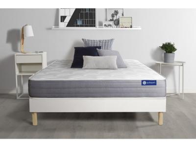 ACTISOM Ensemble matelas ACTILATEX DREAM Latex et memoire de forme 5 zones de confort sommier KIT blanc