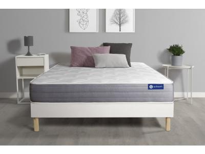 ACTISOM Ensemble matelas ACTIMEMO DREAM m&eacute;moire de forme 90x200 cm 5zones de confort + sommier KIT blanc 