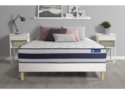 ACTISOM Ensemble matelas Memoire de forme ACTIMEMO ERGO Maxi epaisseur 5 zones de confort sommier KIT blanc