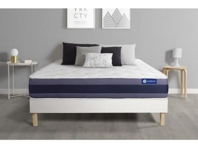 ACTISOM Ensemble matelas Memoire de forme ACTIMEMO MORPHO Maxi epaisseur 5zones de confort sommier KIT blanc