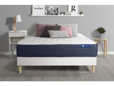 ACTISOM Ensemble matelas M&eacute;moire de forme ACTIMEMO SLEEP 90x200 5zones de confort + sommier KIT blanc 