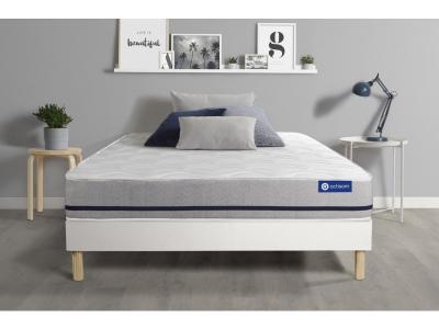ACTISOM Ensemble matelas 90x200 ACTIMEMO SOFT 3zones de confort + sommier KIT blanc