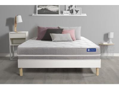 ACTISOM Ensemble matelas M&eacute;moire de forme ACTIMEMO TOUCH 90x200 3zones de confort + sommier KIT blanc 