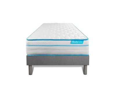 BODYCARE Ensemble 90x200 matelas BodyMax micro ressorts ensach&eacute;s et m&eacute;moire de forme + sommier kit gris 