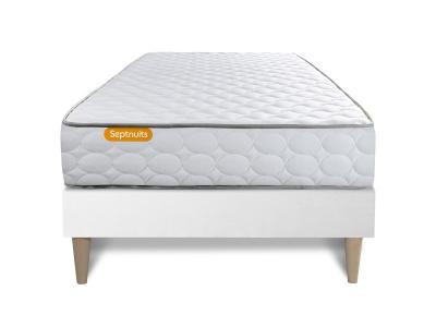 SEPTNUITS Matelas M&eacute;moire de forme + sommier kit blanc 90x200 Memo