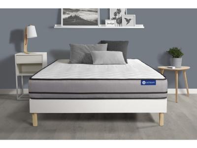 ACTISOM Ensemble matelas ACTIFLEX NIGHT RESSORTS ENSACHES 3 zones de confort sommier KIT blanc