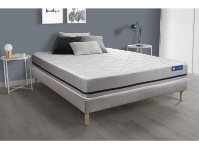 ACTISOM Ensemble matelas 90x200 ACTIFLEX SOFT 3zones de confort + sommier KIT gris 