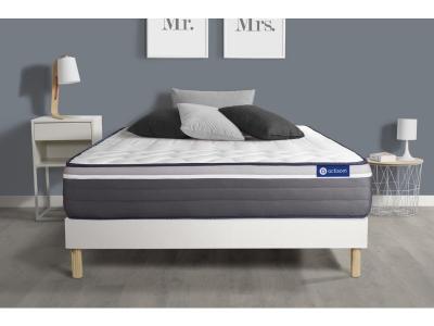 ACTISOM Ensemble 90x200 Matelas Hybride Sommier kit Blanc