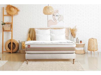 MARMOTTES & CO Ensemble LE D&Eacute;LICAT Ressorts ensaches Memoire de forme 5 zones de confort et sommier kit Blanc