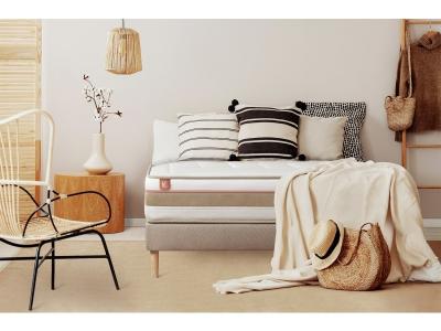 MARMOTTES & CO Ensemble LE TENDRE Ressorts ensaches Memoire de forme 7 zones de confort sommier Beige