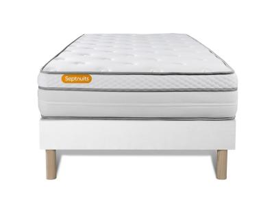 SEPTNUITS Ensemble matelas sommier Memo luxe 90 x 200 cm - Couleur : Blanc - Blanc