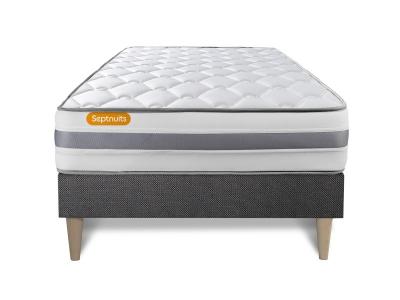 SEPTNUITS Matelas + sommier kit gris 90x200 Memo Spring Ressorts ensach&eacute;s MAXI &eacute;paisseur