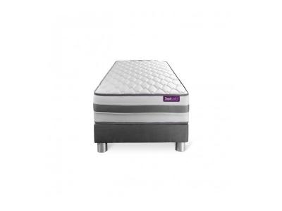 SEPTNUITS Matelas + sommier gris 90x200 Memo Spring Ressorts ensach&eacute;s 3 zones de confort MAXI &eacute;paisseur