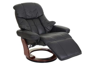 MENDLER Mca fauteuil relax calgary 2, fauteuil de t&eacute;l&eacute;vision, cuir, charge 150kg ~ noir, couleur noix