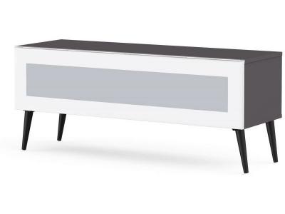 MELICONI Meuble tv verre infrarouge blanc et m&eacute;lamin&eacute; gris Malmo 120 cm