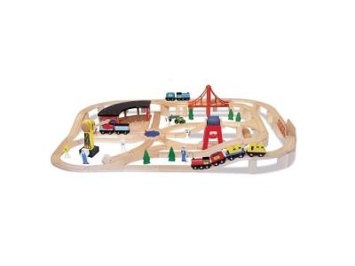 MELISSA & DOUG Circuit de train en bois 130 pi&egrave;ces