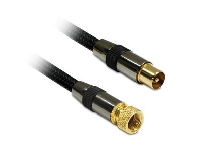 METRONIC C&acirc;ble TV premium coaxial F-9.52mm m&acirc;le-m&acirc;le dor&eacute;es gaine tress&eacute;e-noir