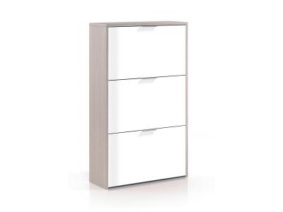 Pegane Meuble &agrave; chaussures 3 abattants Ch&ecirc;ne/Blanc