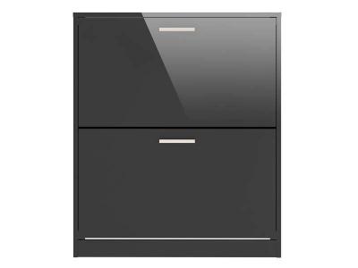 Meuble &agrave; chaussures 2 portes - M&eacute;lamin&eacute; gris fonc&eacute; - 15 paires - L74 x P25 x H88 cm TIKA 