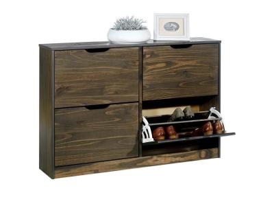 Meuble &agrave; chaussures en pin BASIL, 2x2 abattants, lasur&eacute; gris